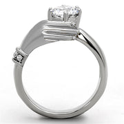 TK1230 - High polished (no plating) Stainless Steel Ring with AAA Grade CZ  in Clear