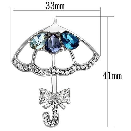 LO2854 - Imitation Rhodium White Metal Brooches with Synthetic Glass Bead in Multi Color
