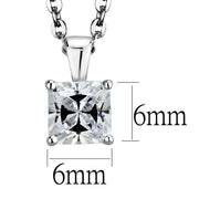 LOS893 - Rhodium 925 Sterling Silver Chain Pendant with AAA Grade CZ  in Clear