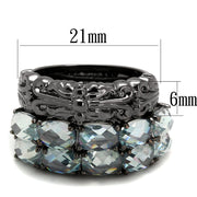 LO3928 - TIN Cobalt Black Brass Ring with Top Grade Crystal  in Black Diamond