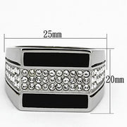 TK1048 - High polished (no plating) Stainless Steel Ring with Top Grade Crystal  in Clear