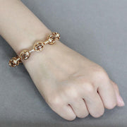 LO4336 - Gold Brass Bangle with Synthetic  in Brown