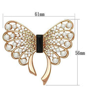 LO2869 - Flash Rose Gold White Metal Brooches with Synthetic Pearl in Jet
