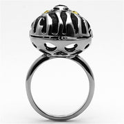 TK1114 - High polished (no plating) Stainless Steel Ring with Top Grade Crystal  in Topaz