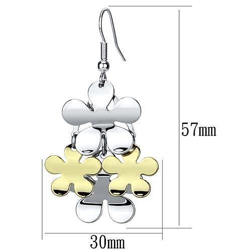 LO2686 - Gold+Rhodium Iron Earrings with No Stone