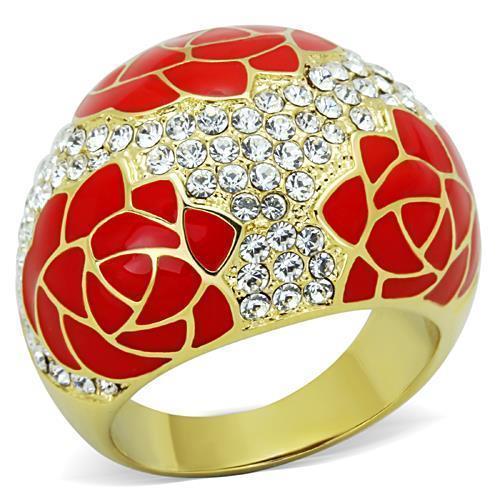 TK1728 - IP Gold(Ion Plating) Stainless Steel Ring with Top Grade Crystal  in Clear