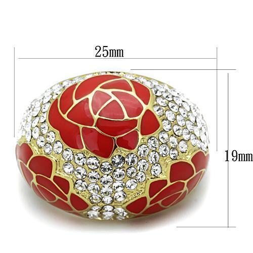 TK1728 - IP Gold(Ion Plating) Stainless Steel Ring with Top Grade Crystal  in Clear