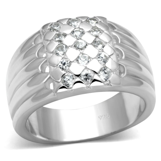 LOS639 - Silver 925 Sterling Silver Ring with AAA Grade CZ  in Clear