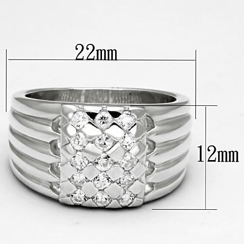 LOS639 - Silver 925 Sterling Silver Ring with AAA Grade CZ  in Clear