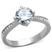TK1822 - High polished (no plating) Stainless Steel Ring with AAA Grade CZ  in Clear