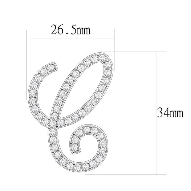 LO685 - Rhodium Brass Brooches with Top Grade Crystal  in Clear