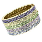 LO4277 - Gold Brass Bangle with Top Grade Crystal  in Multi Color