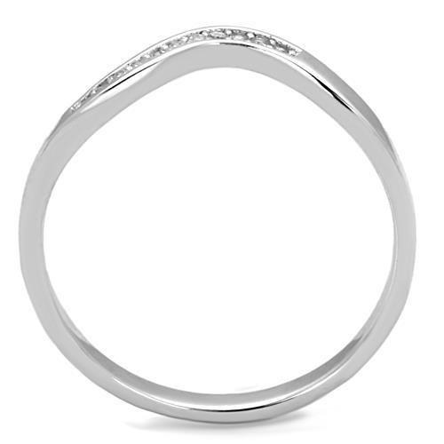 TK1682 - High polished (no plating) Stainless Steel Ring with AAA Grade CZ  in Clear