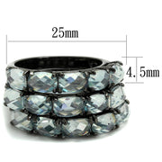 LO3929 - TIN Cobalt Black Brass Ring with Top Grade Crystal  in Black Diamond