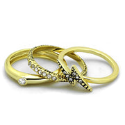 LO3651 - Gold Brass Ring with Top Grade Crystal  in Clear