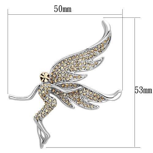 LO2862 - Imitation Rhodium White Metal Brooches with Top Grade Crystal  in Champagne