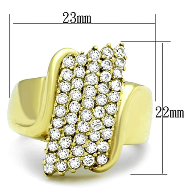 TK1554 - IP Gold(Ion Plating) Stainless Steel Ring with AAA Grade CZ  in Clear