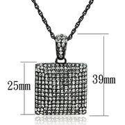LO3471 - TIN Cobalt Black Brass Chain Pendant with Top Grade Crystal  in Black Diamond