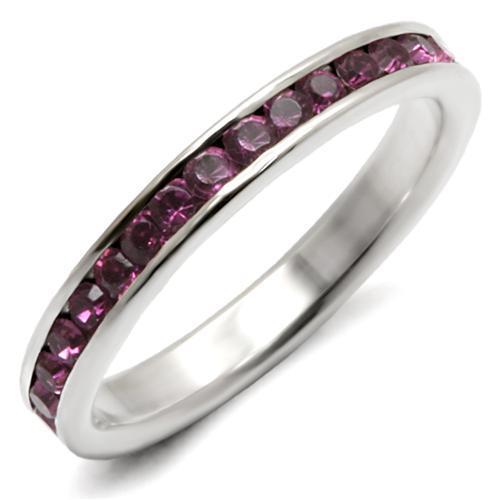 LOAS915 - High-Polished 925 Sterling Silver Ring with Top Grade Crystal  in Amethyst