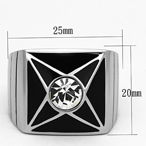 TK1049 - High polished (no plating) Stainless Steel Ring with Top Grade Crystal  in Clear