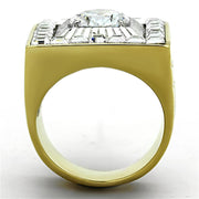TK1359 - Two-Tone IP Gold (Ion Plating) Stainless Steel Ring with AAA Grade CZ  in Clear