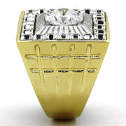 TK1359 - Two-Tone IP Gold (Ion Plating) Stainless Steel Ring with AAA Grade CZ  in Clear