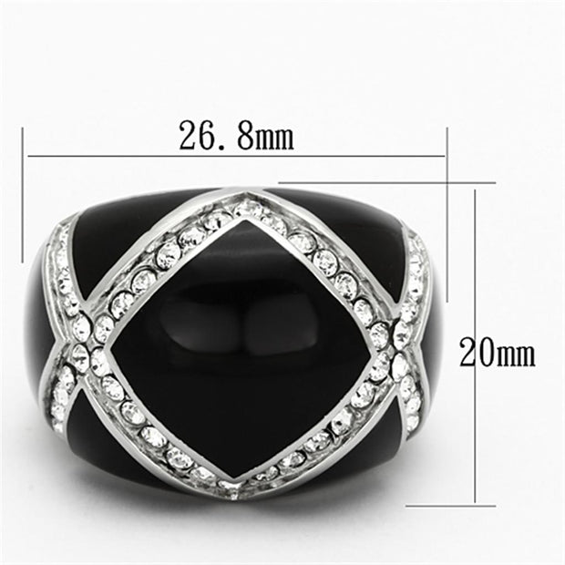 TK1132 - High polished (no plating) Stainless Steel Ring with Top Grade Crystal  in Clear