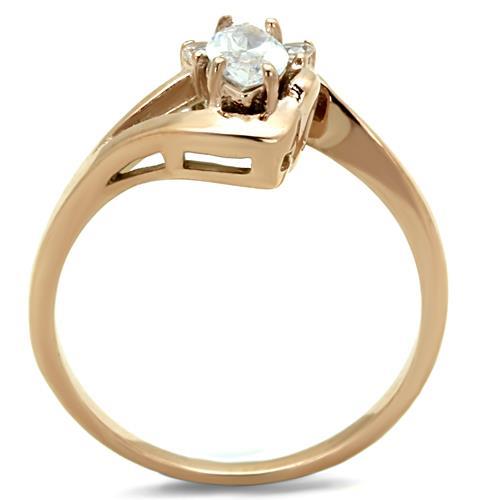 TK1590 - IP Rose Gold(Ion Plating) Stainless Steel Ring with AAA Grade CZ  in Clear