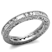 LO3558 - Rhodium Brass Ring with AAA Grade CZ  in Clear