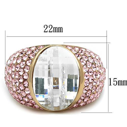 TK1692 - IP Rose Gold(Ion Plating) Stainless Steel Ring with AAA Grade CZ  in Clear