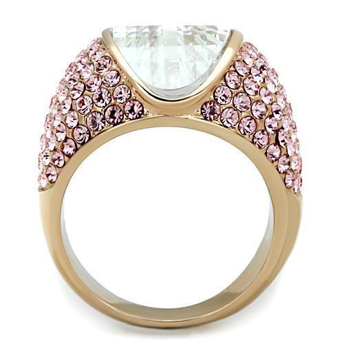 TK1692 - IP Rose Gold(Ion Plating) Stainless Steel Ring with AAA Grade CZ  in Clear