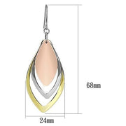 LO2681 - Rhodium + Gold + Rose Gold Iron Earrings with No Stone