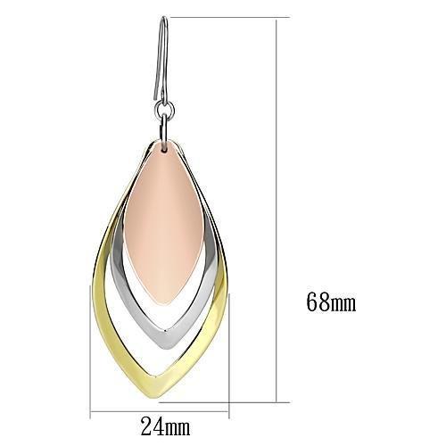 LO2681 - Rhodium + Gold + Rose Gold Iron Earrings with No Stone