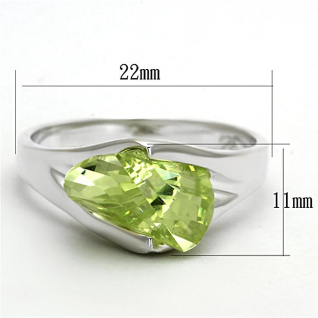 LOS646 - Silver 925 Sterling Silver Ring with AAA Grade CZ  in Apple Green color