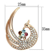 LO2774 - Flash Rose Gold White Metal Brooches with Top Grade Crystal  in Multi Color
