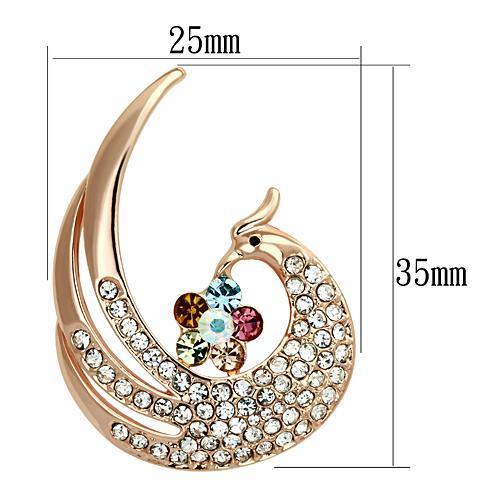 LO2774 - Flash Rose Gold White Metal Brooches with Top Grade Crystal  in Multi Color