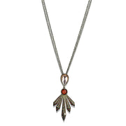 LO4216 - Antique Copper Brass Necklace with Synthetic Synthetic Glass in Champagne