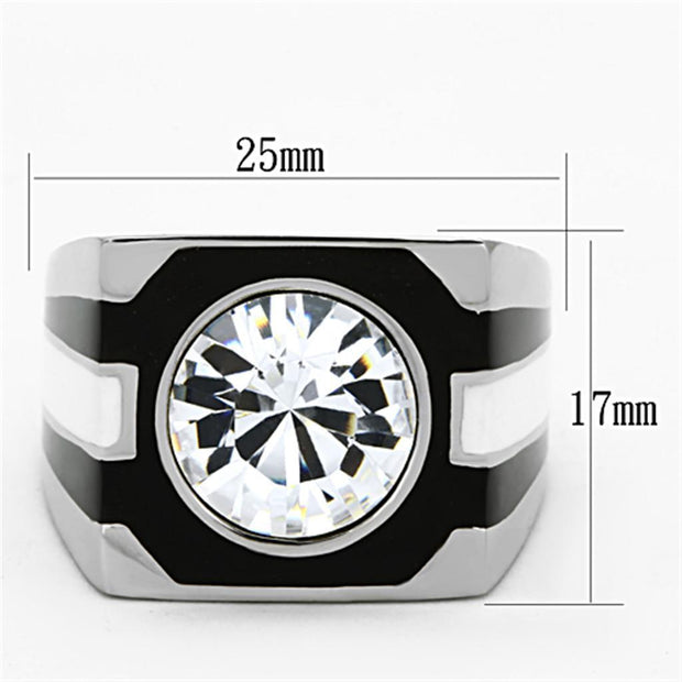 TK1181 - High polished (no plating) Stainless Steel Ring with Top Grade Crystal  in Clear