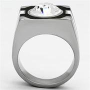 TK1181 - High polished (no plating) Stainless Steel Ring with Top Grade Crystal  in Clear