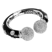 LO4282 - Rhodium Brass Bangle with Top Grade Crystal  in Clear