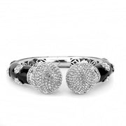 LO4282 - Rhodium Brass Bangle with Top Grade Crystal  in Clear