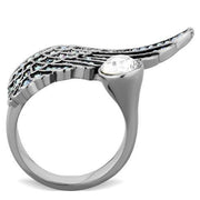 TK1769 - High polished (no plating) Stainless Steel Ring with Top Grade Crystal  in Clear