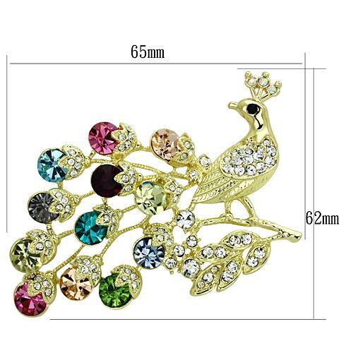 LO2770 - Flash Gold White Metal Brooches with Top Grade Crystal  in Multi Color