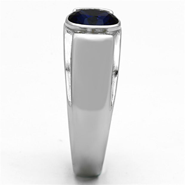 TK1184 - High polished (no plating) Stainless Steel Ring with Synthetic Synthetic Glass in Montana