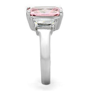 TK1224 - High polished (no plating) Stainless Steel Ring with AAA Grade CZ  in Rose