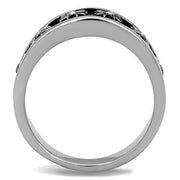 TK1603 - High polished (no plating) Stainless Steel Ring with Epoxy  in Jet