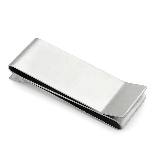 LO877 - Rhodium Stainless Steel Money clip with No Stone