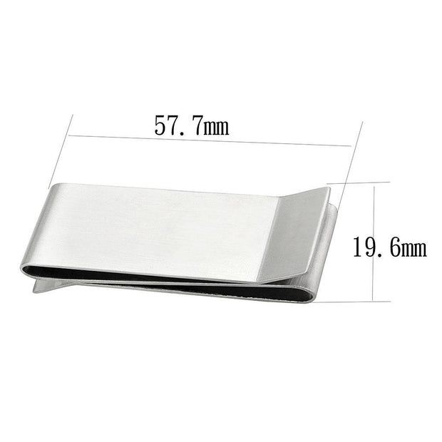 LO877 - Rhodium Stainless Steel Money clip with No Stone