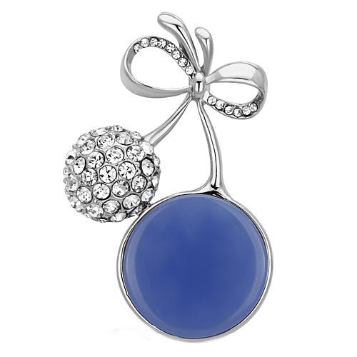 LO2856 - Imitation Rhodium White Metal Brooches with Synthetic Synthetic Stone in Capri Blue