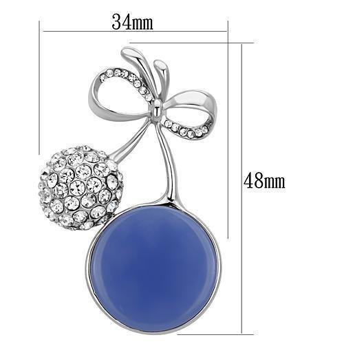 LO2856 - Imitation Rhodium White Metal Brooches with Synthetic Synthetic Stone in Capri Blue
